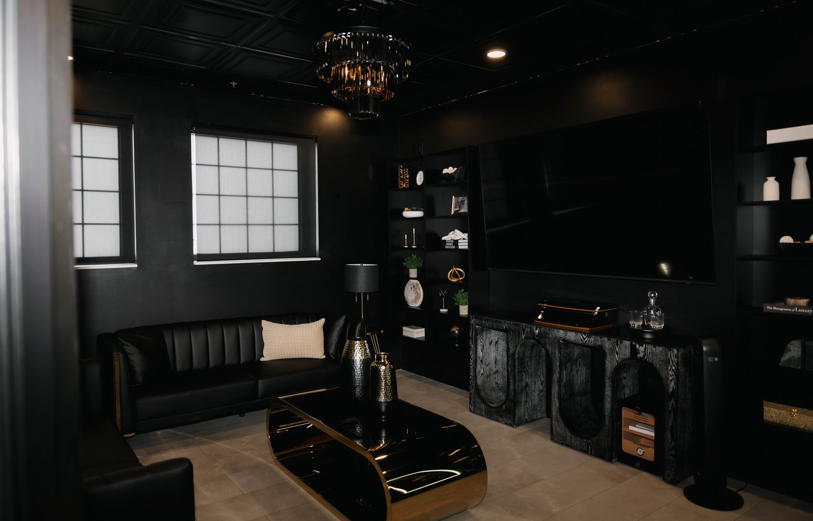 The black VIP lounge at Trellis 925